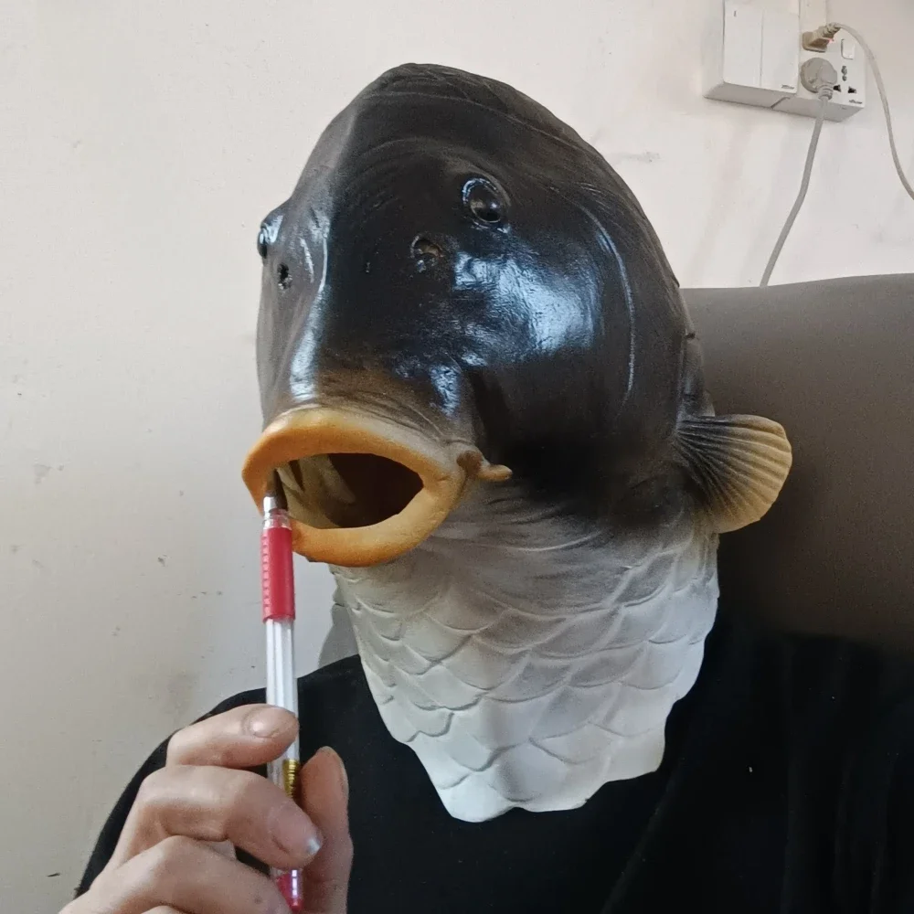 Realistic Fish Mask Latex Masks Animal Head Mask Halloween Costume Headwear Masquerade Party Dress up Adult Decors Costume 5