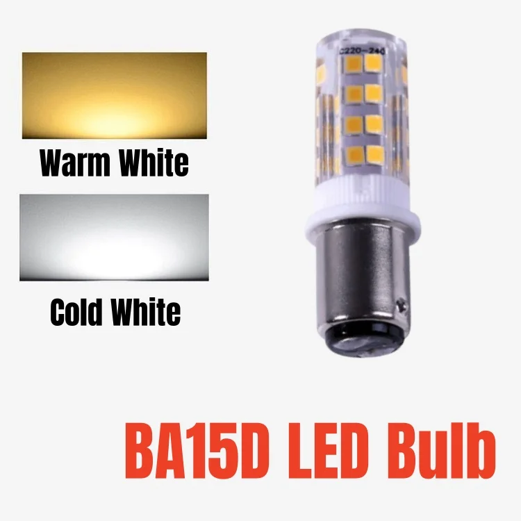 BA15d Double Contact Bayonet Base LED Corn Bulb LED Light Bulb 220V for Sewing Machine Pfaff Singer Privilege Bernina etc Lamp