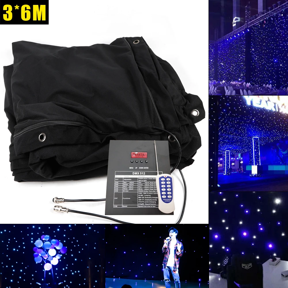 LED Starlight Stage Drape Starry Sky Velvet Starlit Curtain Backdrop Background For Wedding Party US