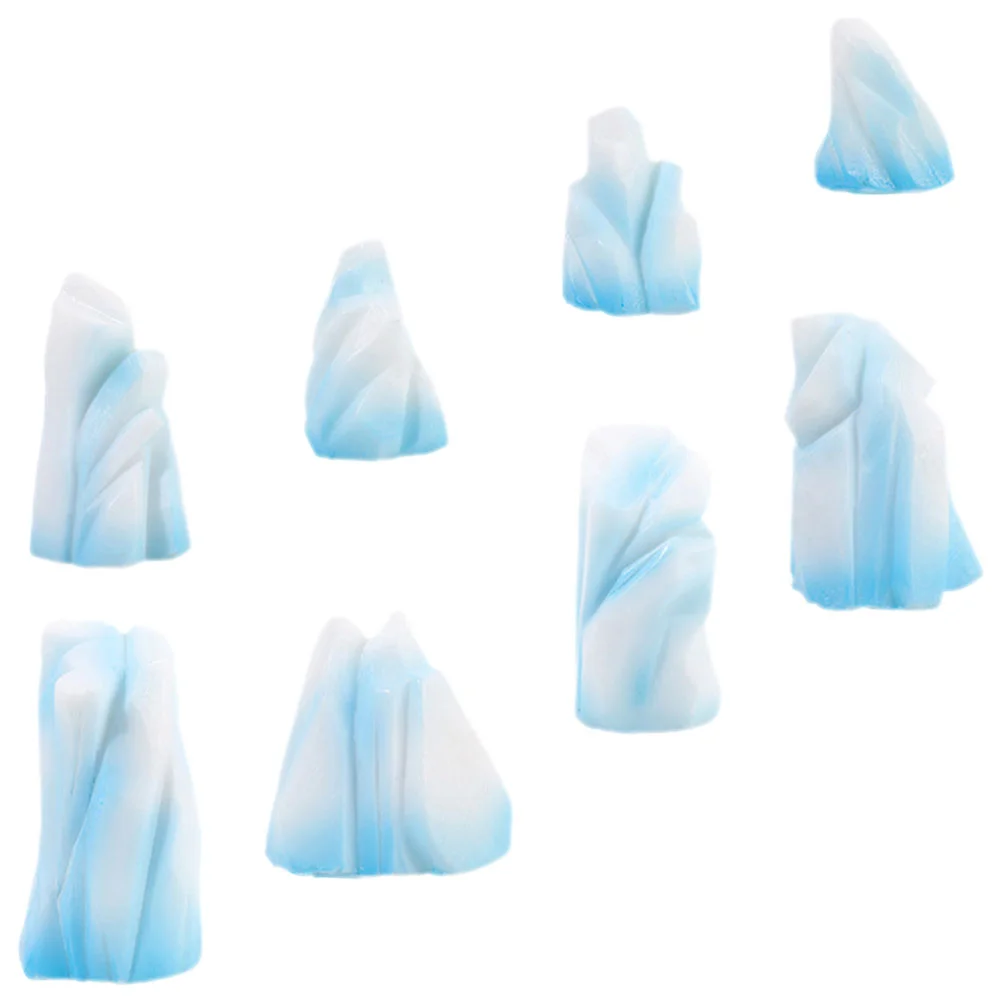 

8 Pcs Iceberg Micro Landscape Tiny Floeberg Statue Christmas Resin Ornament Miniature Decorative