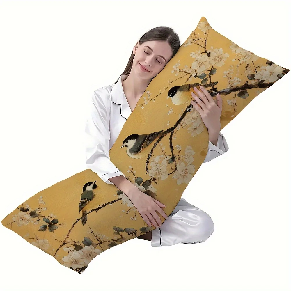 Life-Sized Pillow Cover 50x137cm Classic Print Excludes Insert Hidden Zipper Machine Washable Polyester Modern Home Decor Suitab