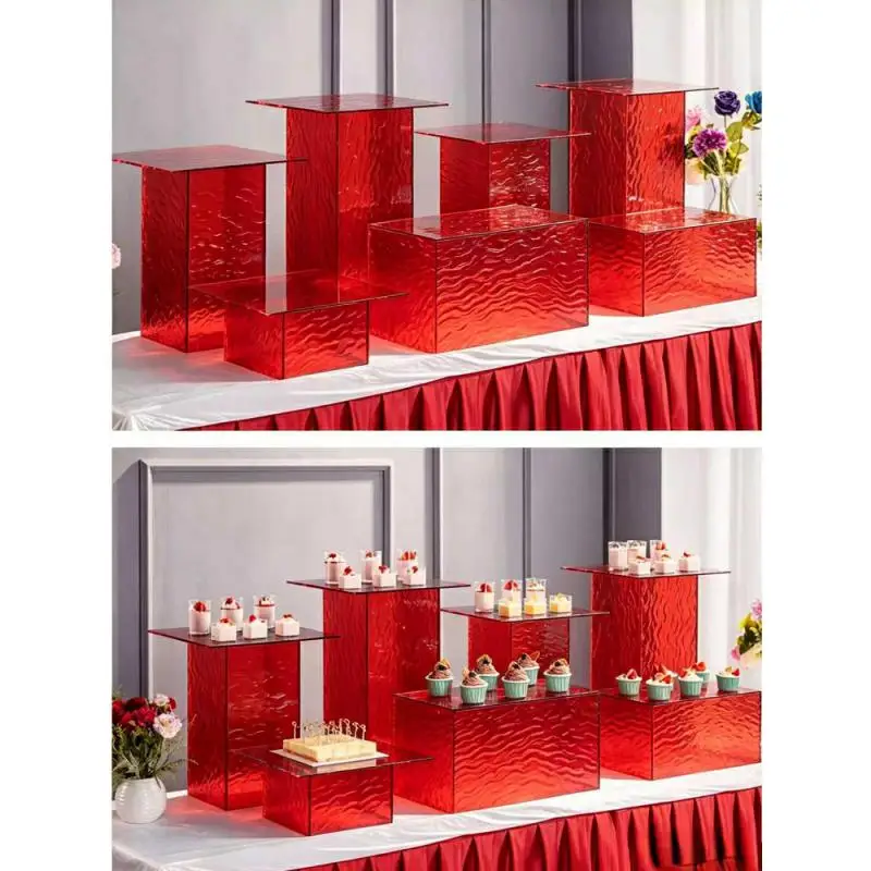 Luxury Acrylic Dessert Table Buffet Food Display Rack For Hotel Business Tea Break Cold Meal Ornament Set Cake Platform