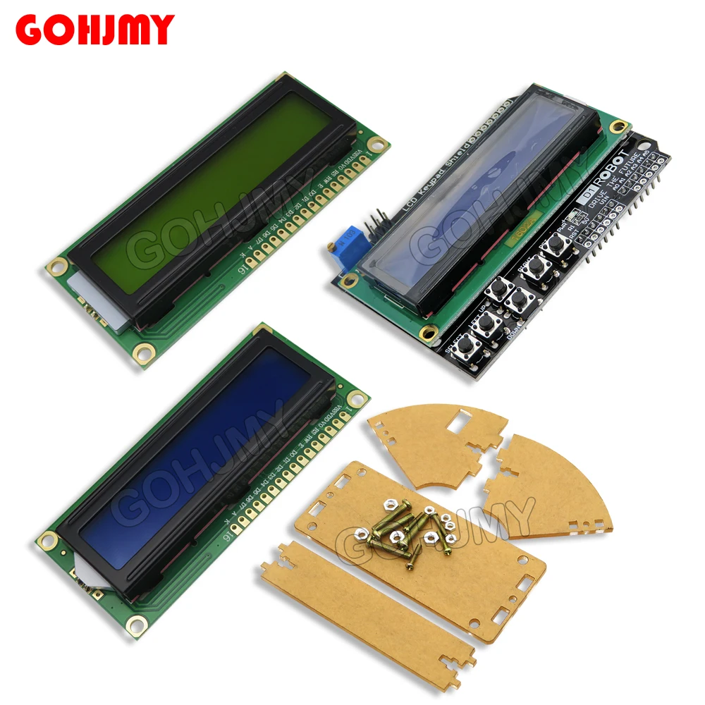 LCD1602 – Module LCD 1602 bleu/jaune vert, écran 16x2 caractères, Interface IIC I2C 5V pour Arduino, PCF8574