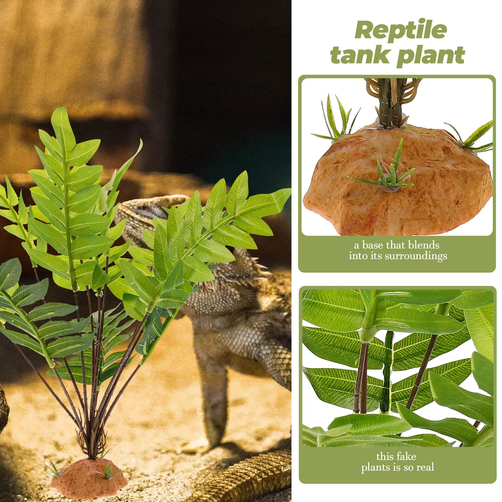 Lifelike Fake Reptile Plants for Terrarium & Aquarium – Realistic Simulated Plant Decor for Tank Landscaping