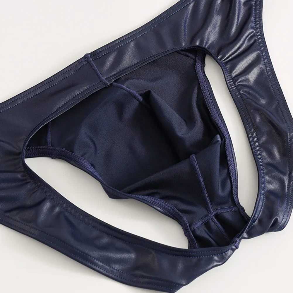 

Men Sexy Lingerie Underwear Wet-Look Lingerie Imitation Leather Briefs T-back Sissy U-Convex Pouch G-strings Trunks Underpants