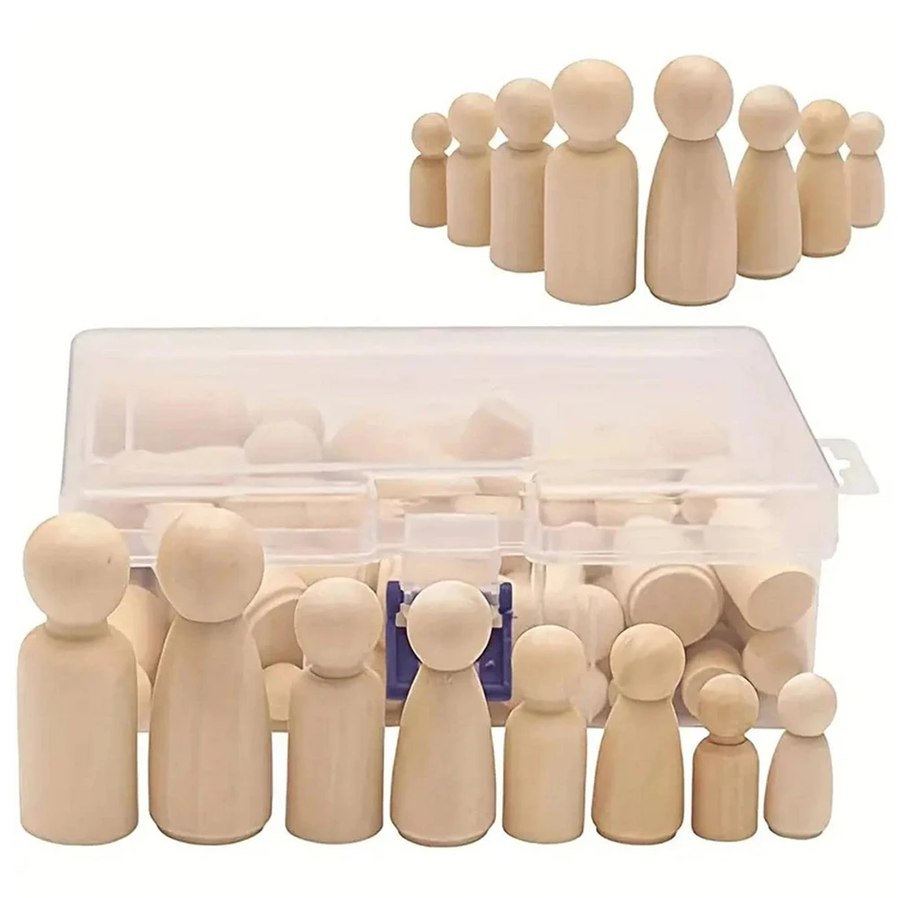 50 Uds. De muñecos de clavija de madera sin terminar, figuras de personas con clavija de madera para manualidades, pintura, juego de clavija, decoración de fiesta en casa