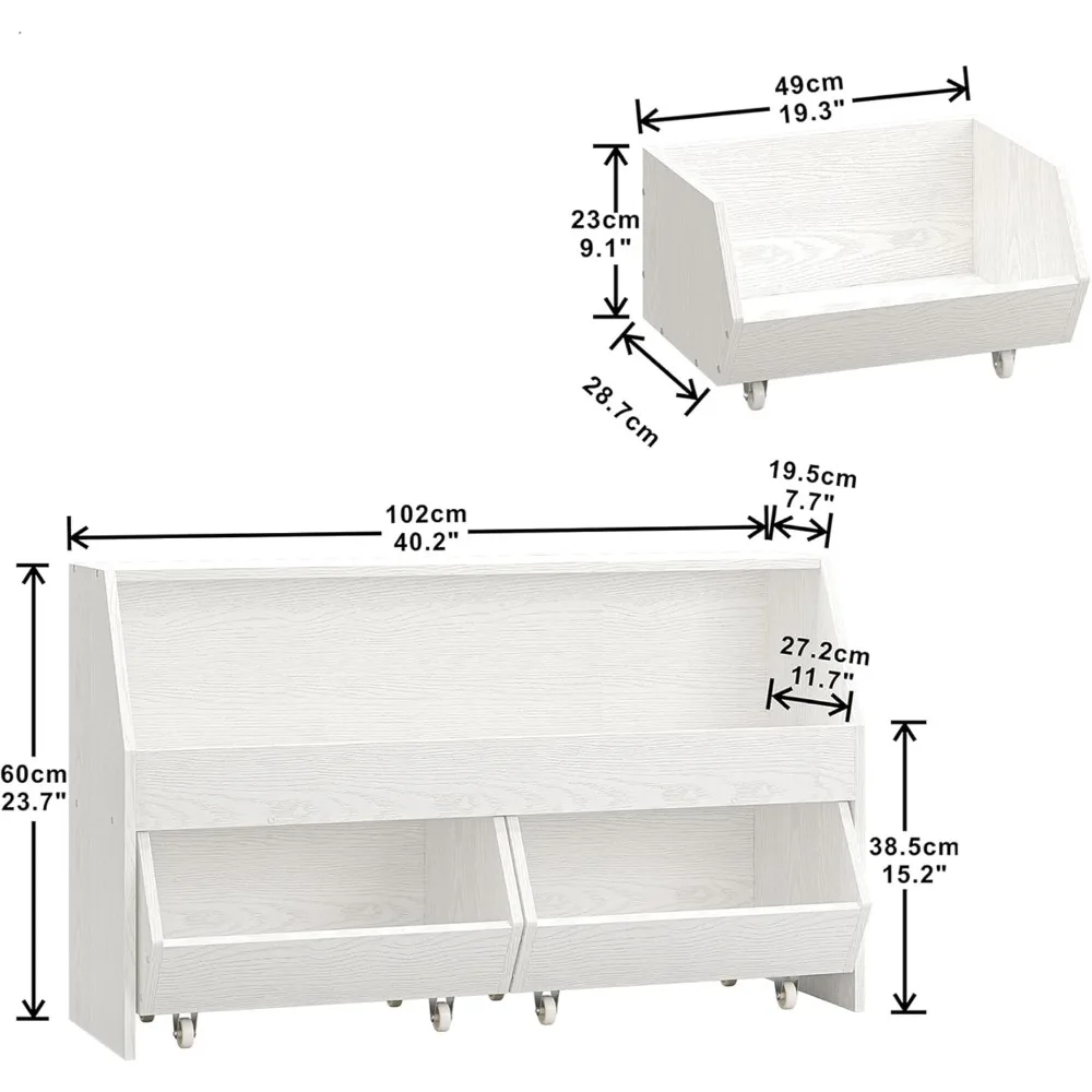 Rangement et évaluation de jouets pour enfants, bibliothèque et bac de rangement pour garçons et filles avec chariot mobile