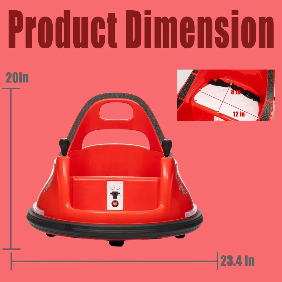 유아용 12V 범퍼카, 배터리 구동 전동 자동차 장난감, 부모용 리모컨, 음악, 밝은 조명 포함