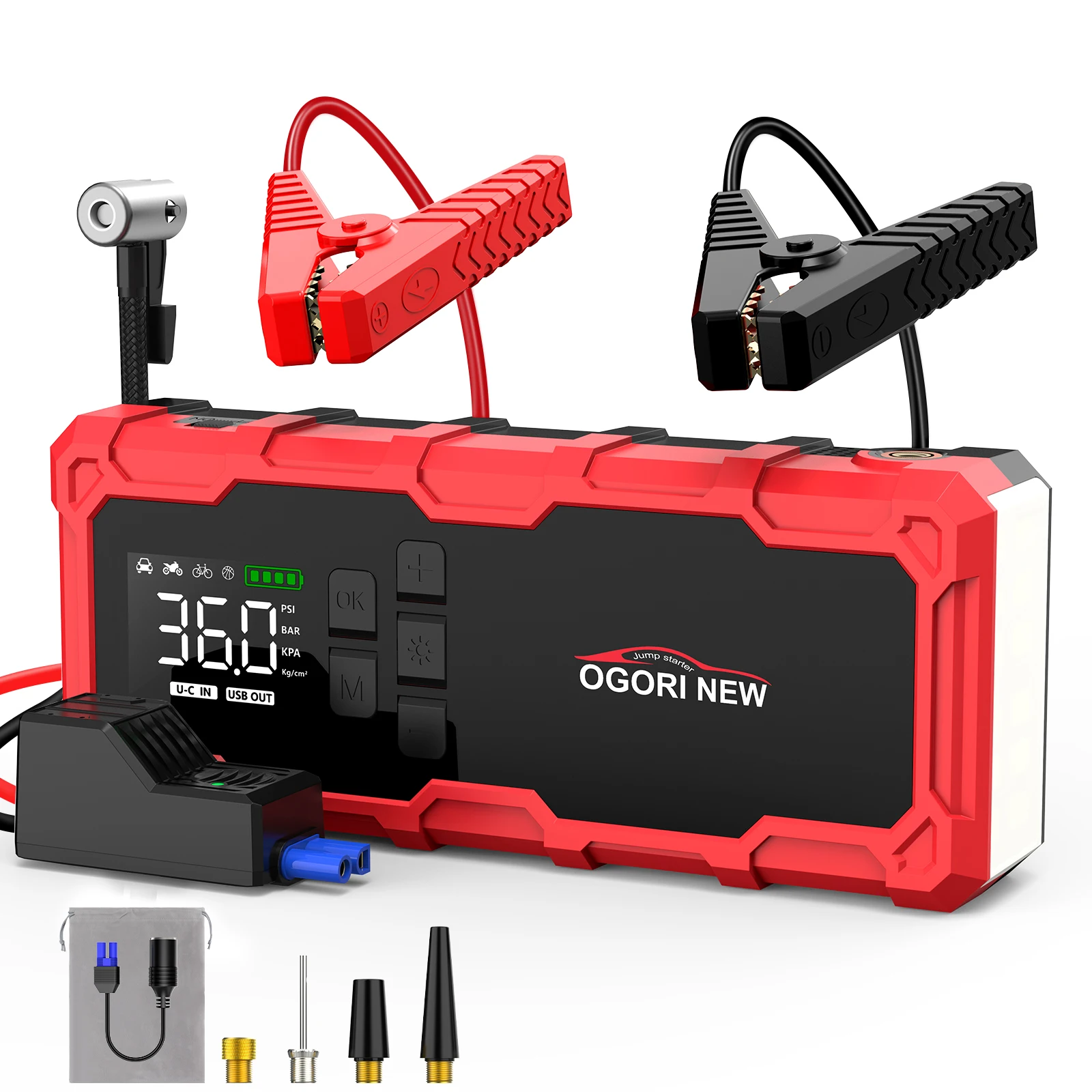 Jump Starter with Air Compressor 150PSI, 8000/9000A Portable Car Battery Booster (All Gas/16L Diesel)