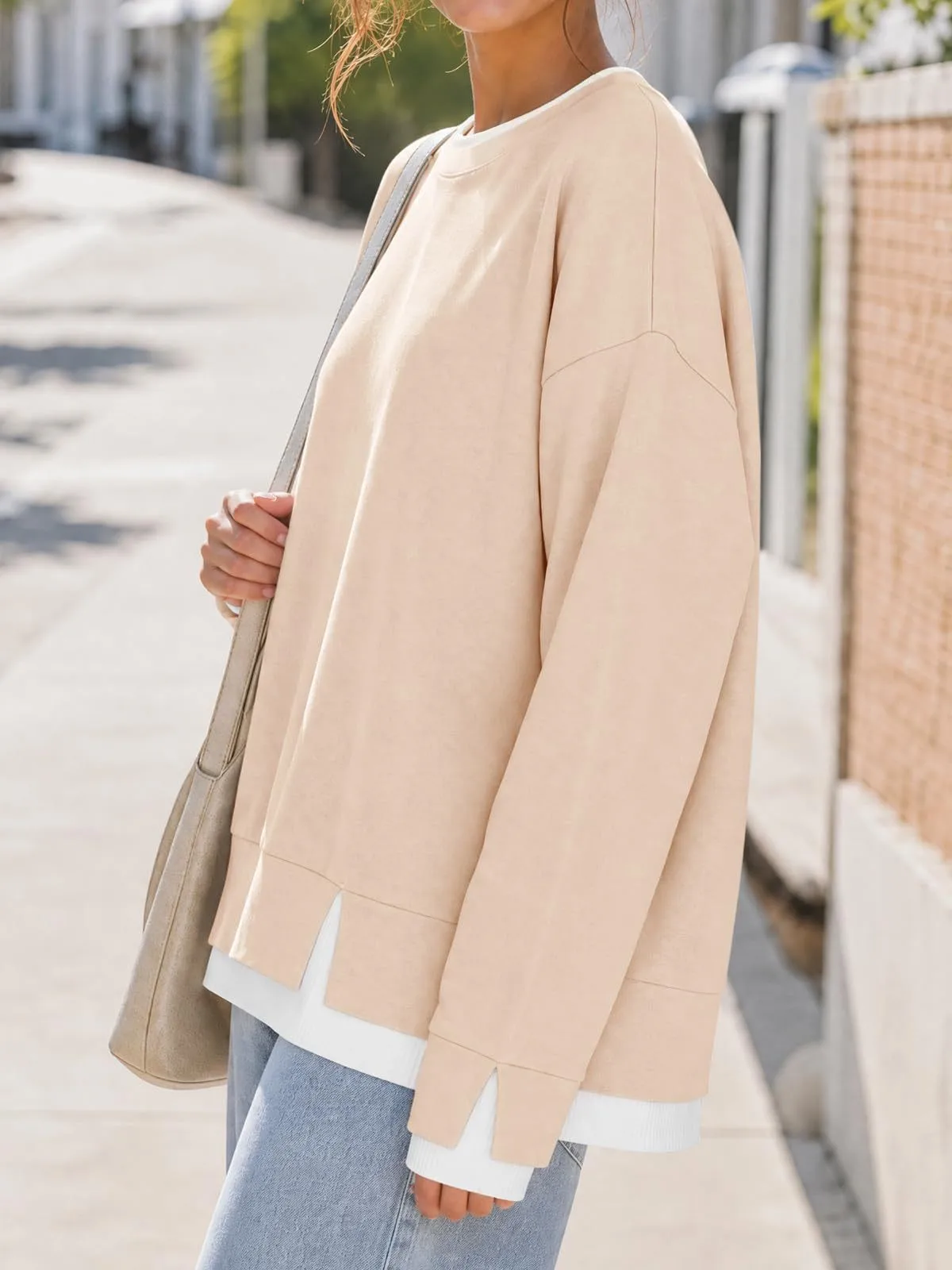Loose Fit Pullover Hoodie Regular Length American and European Style with Mock Two Regular Thickness Casual Women Sweatshirts