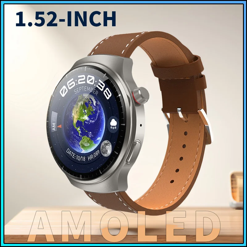 2024 Men's Smart Watch with 1.52 Inch Amoled Curved Screen, ChatGPT, 3 Watch Bands, Compass & Baidu Maps Support