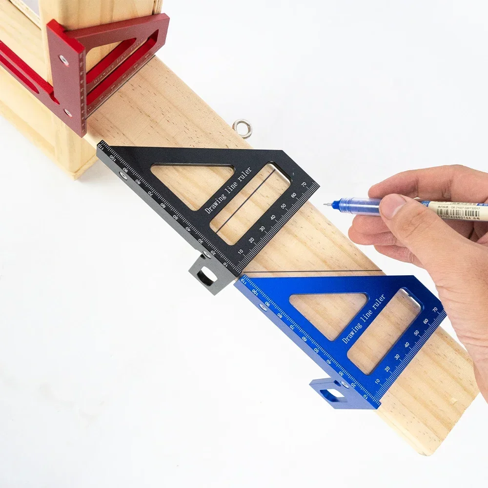 Woodworking Square Protractor Aluminum Alloy Miter Triangle Ruler Precision 45/90° Angle Measuring Tool for Carpenters Engineers