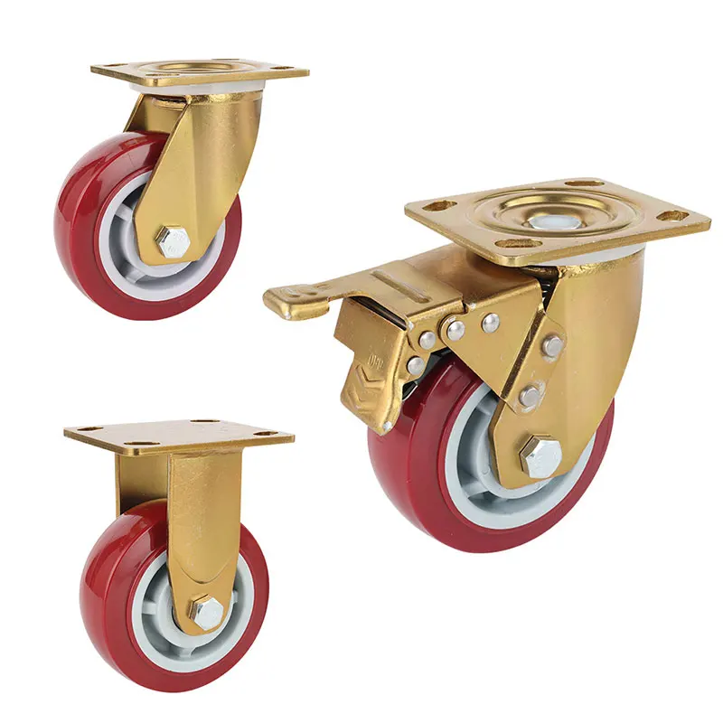 

China Factory 4/5/6/8 Inch 200/250/300/350kg Forklift Parts Super Heavy Duty Iron PU Castor Wheel