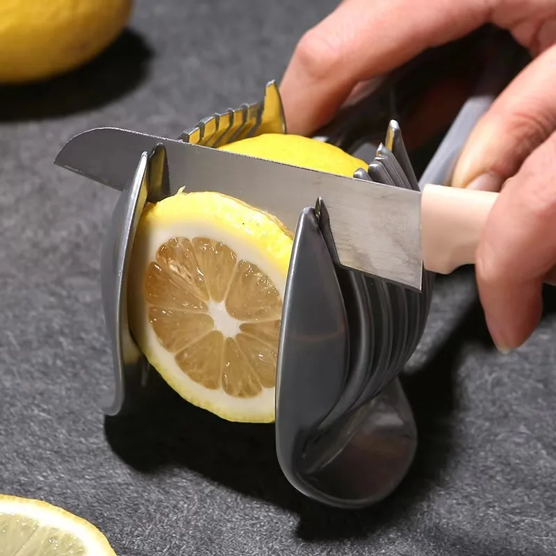Multipurpose Stainless Steel Handheld Slicer Orange Lemon Tomato Onion Cutter Home Kitchen Bar Fruit Beverage Supplies
