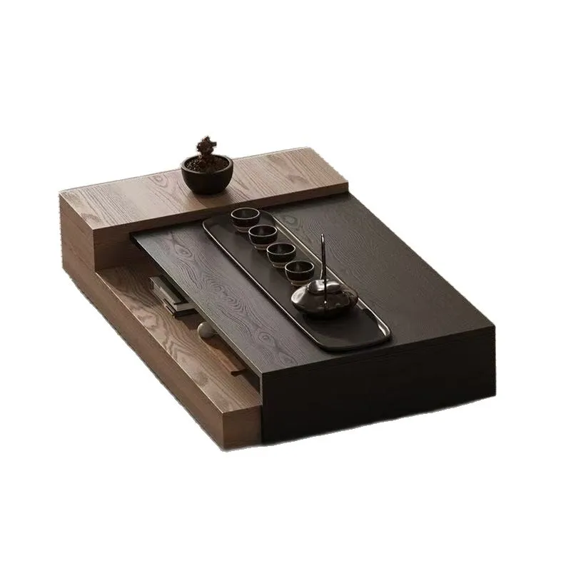 Modern simple log solid wood coffee table, a few small low tables by the sofa, high-end home use