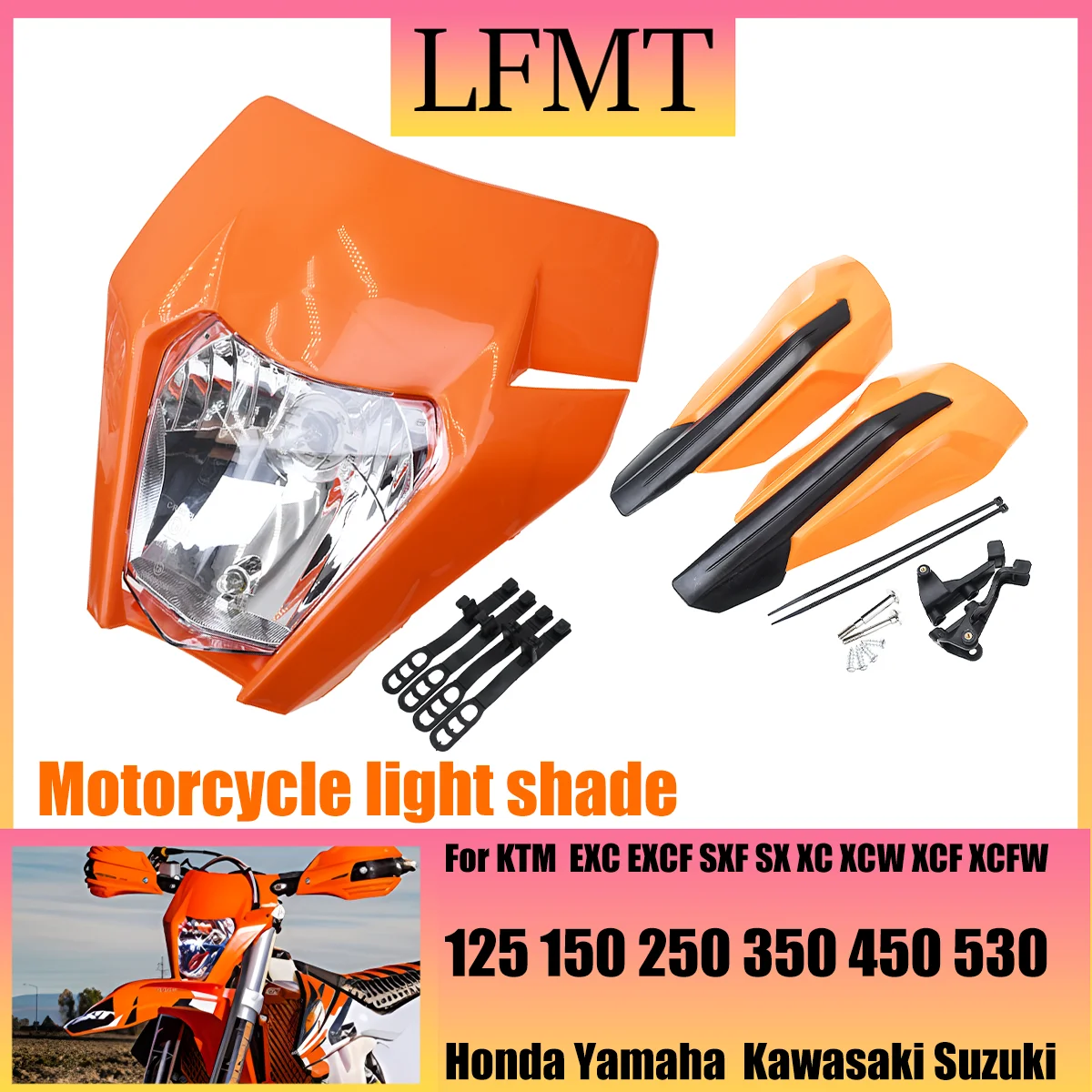 

New 2017 Motorcycle Supermoto Universal Headlamp Headlight Light For KTM XCW XCF XCFW EXC EXCF SXF SX XC 125 150 250 350 450 530