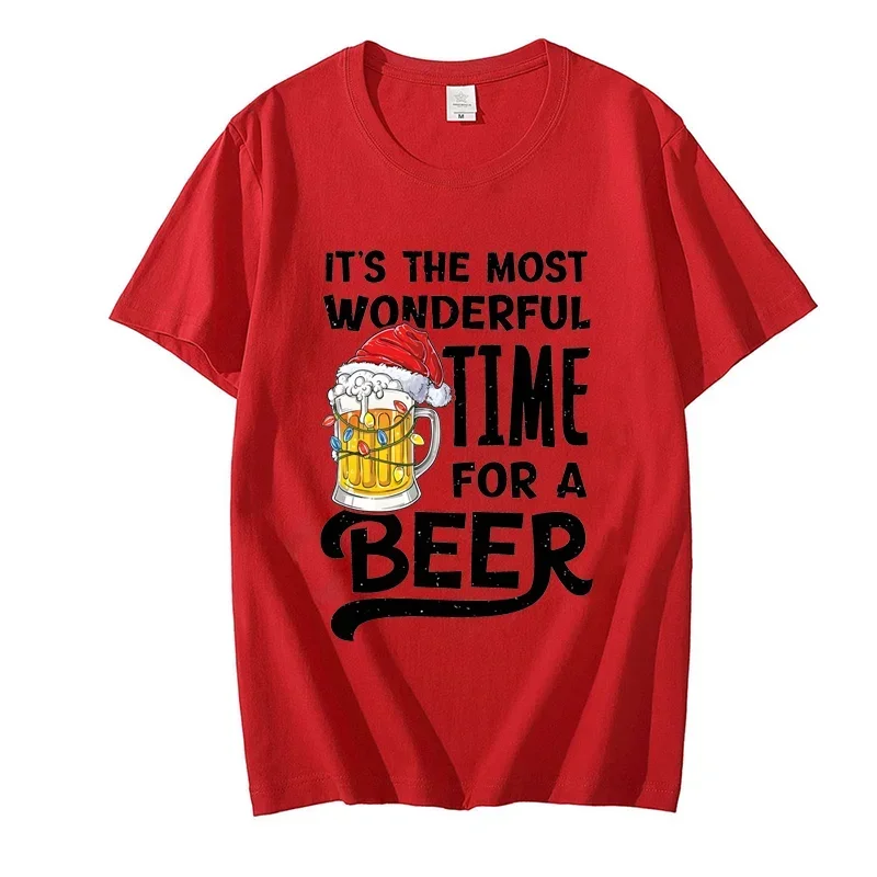 Es el momento más maravilloso para una camiseta de cerveza, camiseta para hombre, camisetas con estampado de cerveza navideña, camiseta de marca de gran tamaño de manga corta para mujer