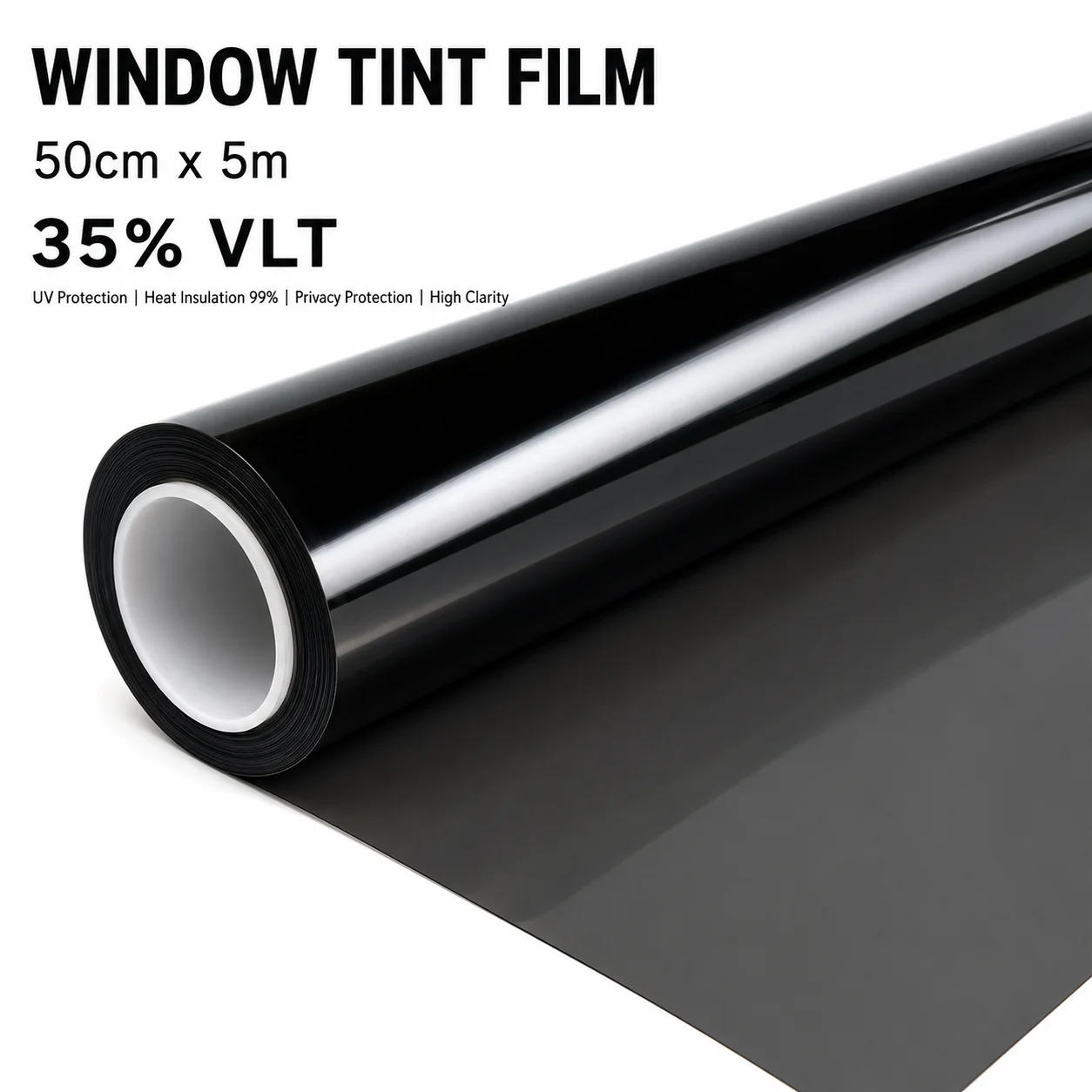 

35% VLT Light Smoke Nano Ceramic Car Window Tint Film 50cmX500cm Shop Grade Ceramic PET Wide Front Solar Tint Roll Film Roll Sun