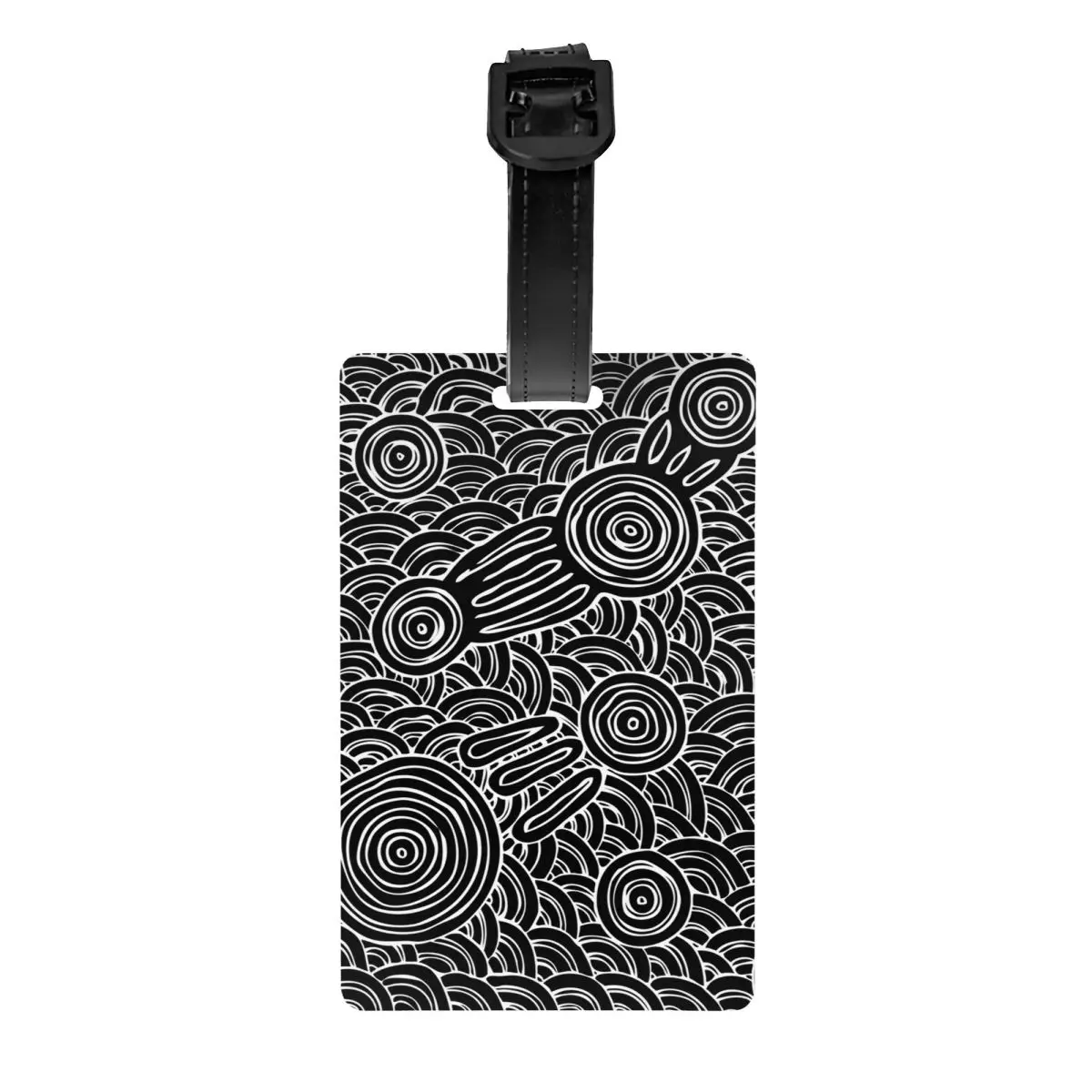 

Meeting Places B&W Luggage Tags for Suitcases Australian Aboriginal Art Privacy Cover Name ID Card