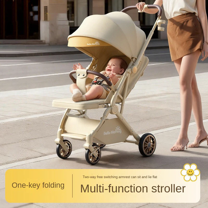 

Pocket Stroller Two-Way Push Lightweight Sit-or-Lie Position Foldable Four-Wheel Shock Absorption, High-View Newborn Stroller