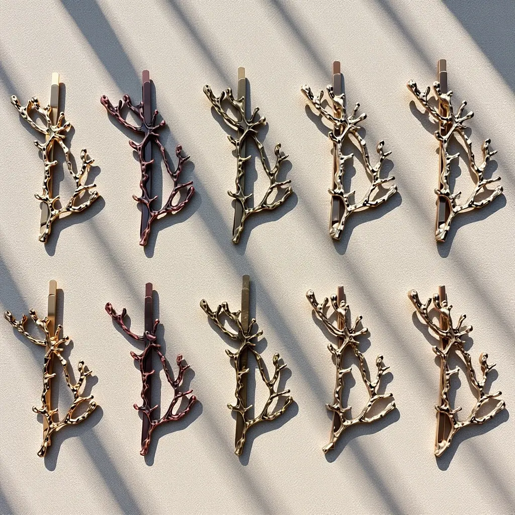 10Pcs Antler Branch Hairpins Creative Girls Hair Clip Accessories Exquisite Alloy Hairpin Festival Party Daily Use