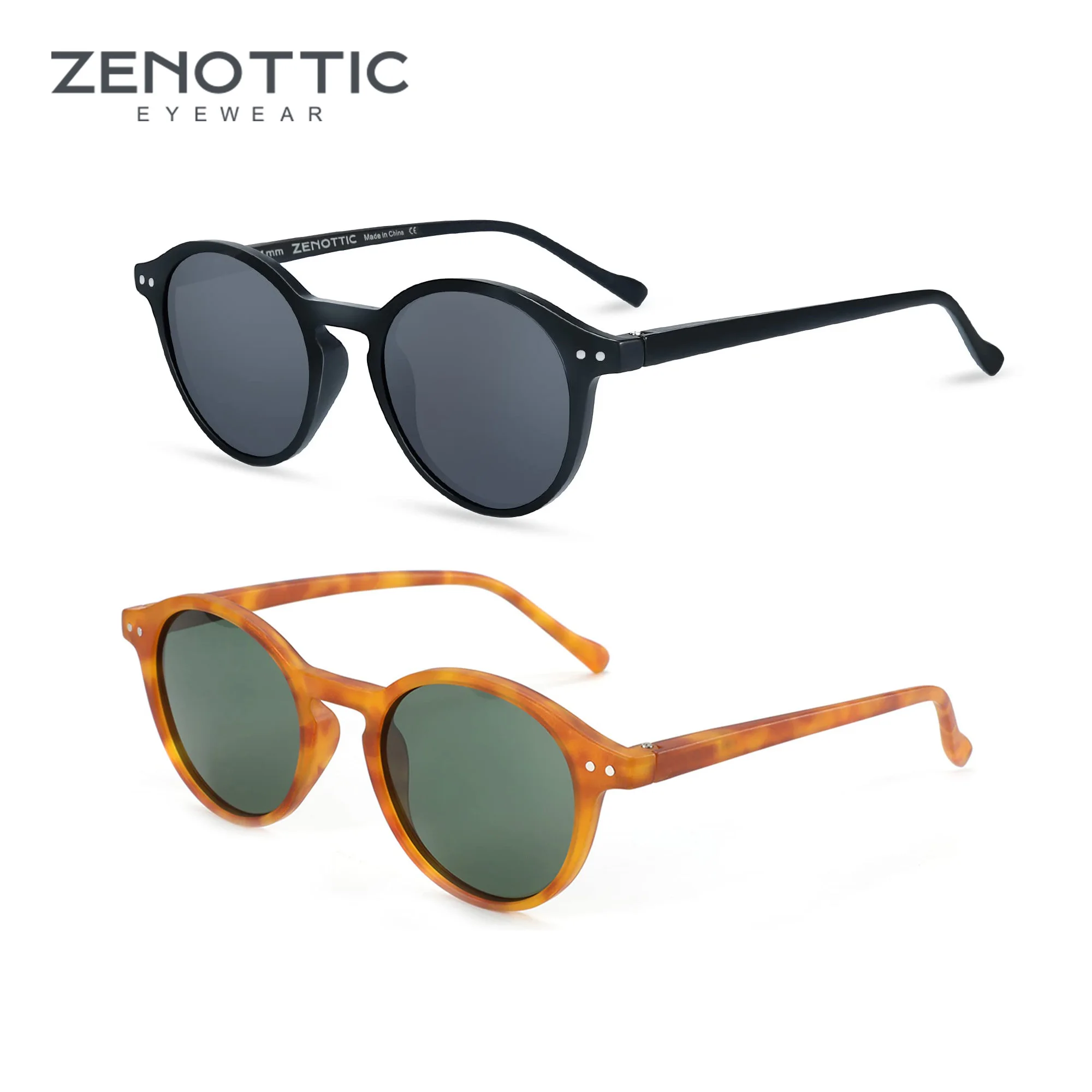 ZENOTTIC Retro gepolariseerde zonnebril 2023 2024 mannen vrouwen vintage kleine ronde frame zonnebril gepolariseerde lens UV400 bril schaduw