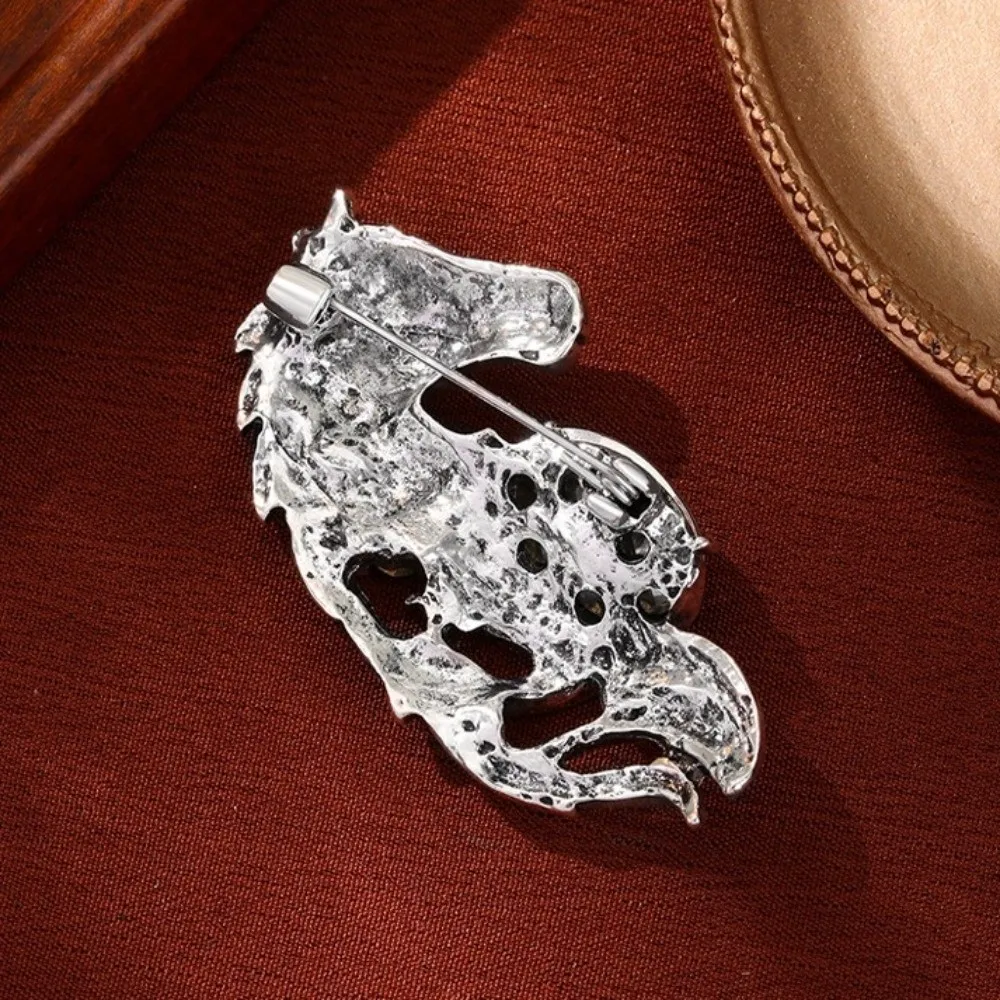 Modeschmuck Sternzeichen Pferdekopf Brosche Chinesisches Neujahr Strass Sternzeichen Tier Pins Gold/Silber Kristall Metall Pony Abzeichen Pin