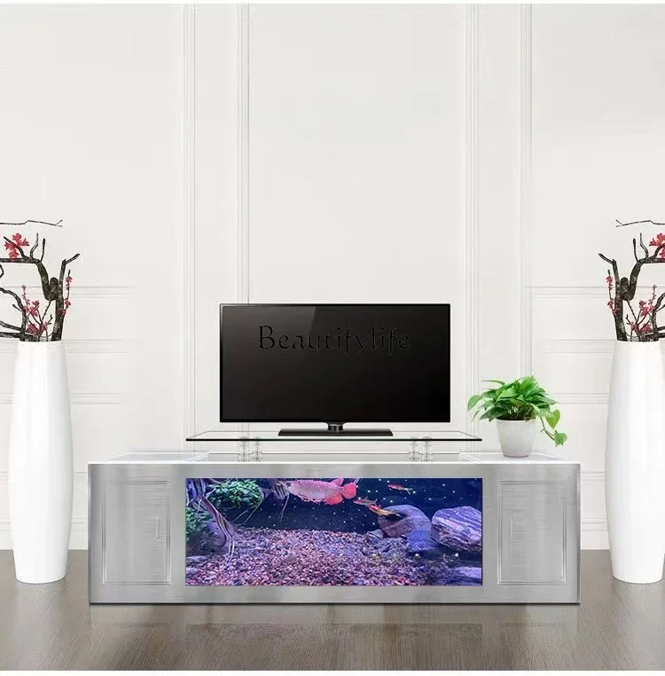 

LD33TV Cabinet Fish Tank Living Room Home Floor Large Ecological Glass Change Water Goldfish Turtle Jar