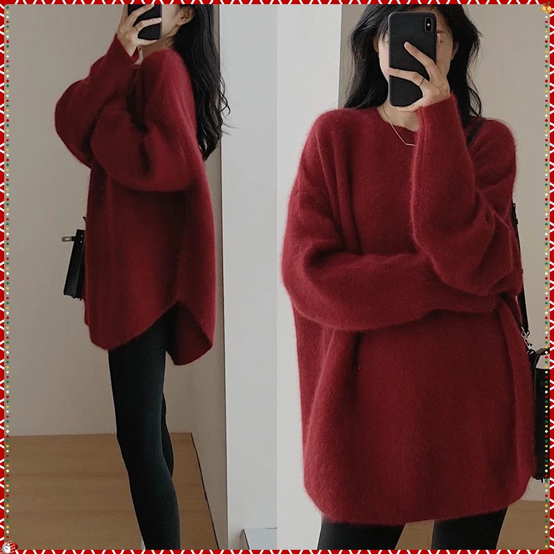 

2025 Autumn Winter Women's Oversized Slouchy Sweater | French Chic Turtleneck Knit Top | Elegant Longline Base Layer