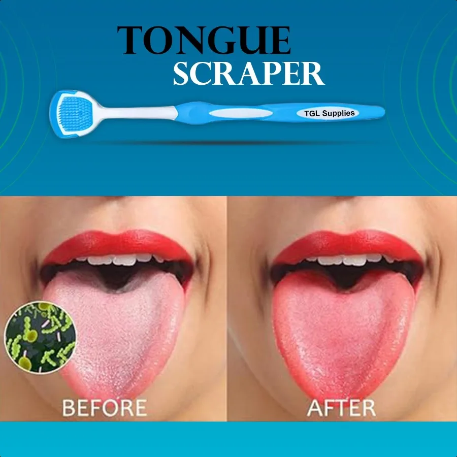مكشطة اللسان للبالغين 2 عبوة مكشطة اللسان مع علبة + 6 عبوات من خيط تنظيف الأسنان + 1 مرآة جميلة 100% خالية من مادة BPA Bad B #2
