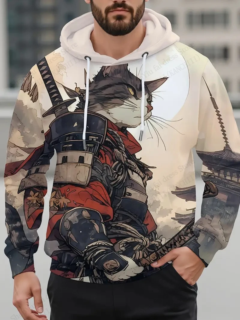 

Sudaderas Hombre Samurai Cat 3d Print y2k Graphic Hoodies Men Women Hoodie Sweatshirt Coat Women Sweat Mens Clothes Sudaderas