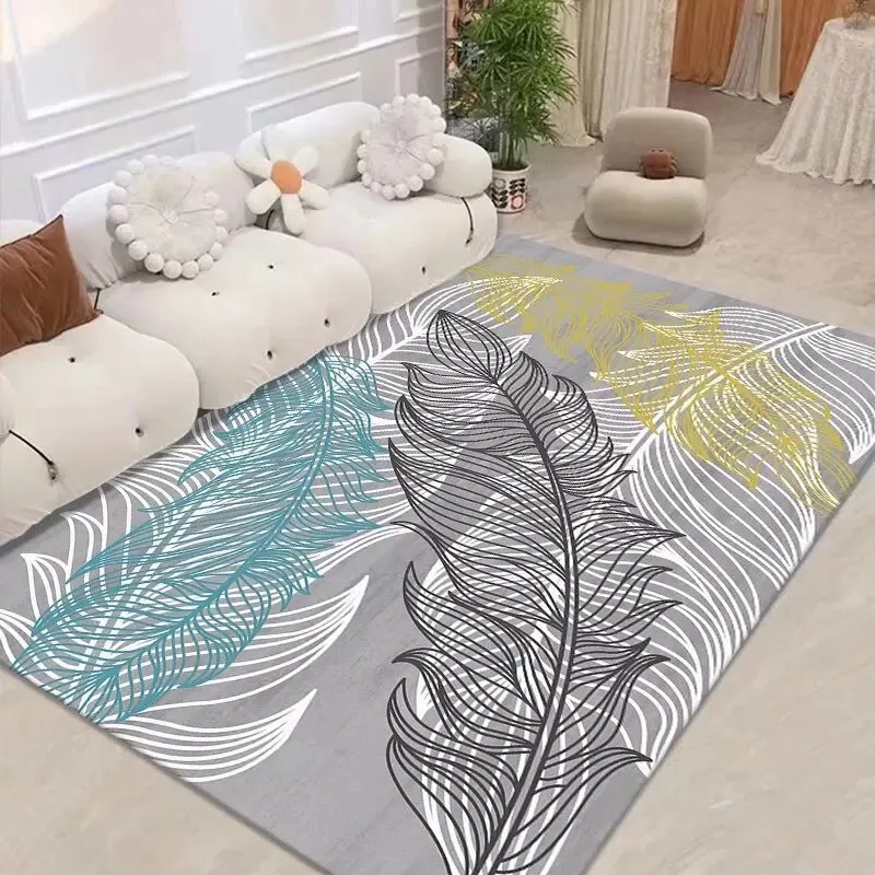 Light Luxury Feather Carpets for Living Room Soft Flannel Decoration Home Rug Modern Style Rugs for Bedroom Non-slip Floor Mats