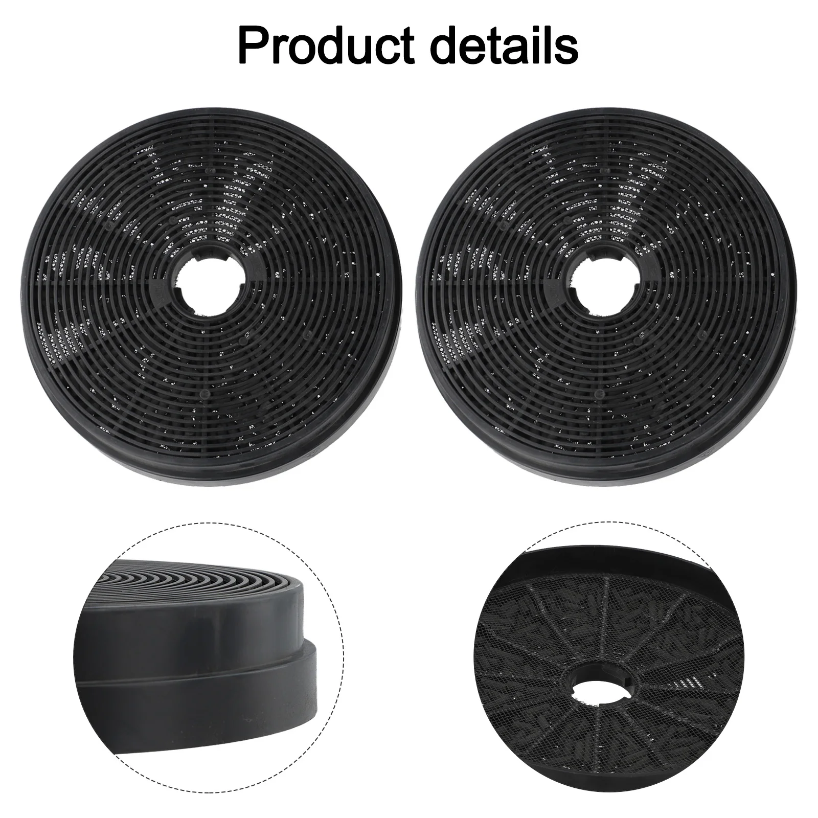 2PCS Active Carbon Filter For Extractor Hood Round Active Charcoal Filter For Exhaust Hoods Circulation Range Hood 175*175*35mm