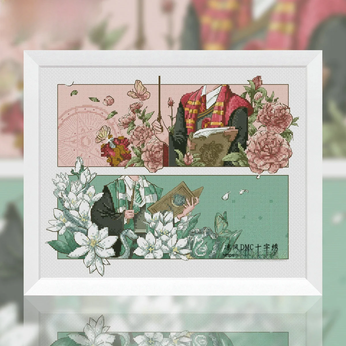 

Набор для вышивания крестиком Cool Breeze DMC F404 и набор для вышивания крестиком с принтом «Дом Слизерин» для домашнего декора