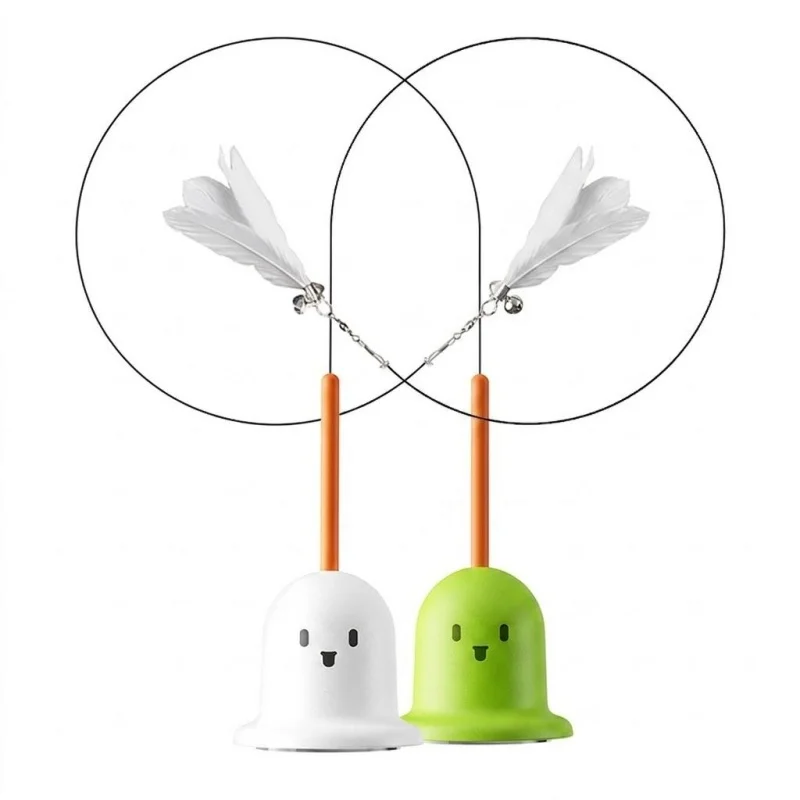 Portable Long Pole Cat Interactive Toy Suction Cup Mount Cute Bell Feather Bite Resistant Kitten Boredom Relief Plaything