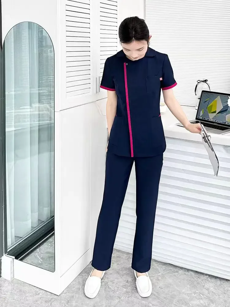 Estate coreana manica corta moda di alta qualità clinica ospedaliera orale medico dentale tuta da lavoro infermiera scrub set vendite uniformi