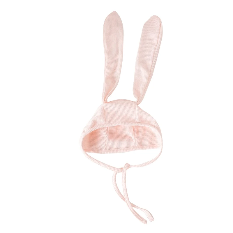 Baby Rabbit Ear Hat with Tie Strap Cute Toddler Bunny Beanie Photo Props for Little Infant Girls Boys Photos Taking P31B