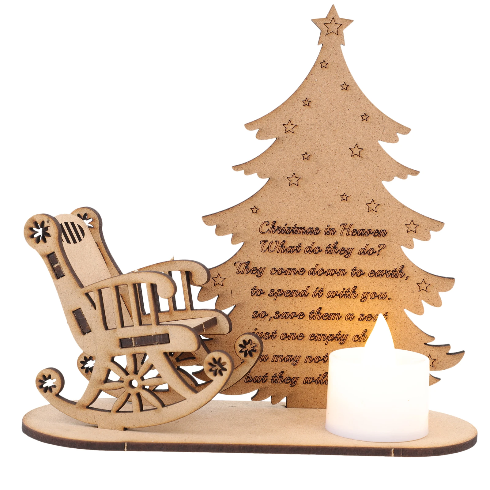 

1pc Wooden Ornaments Decoration Christmas Rocking Chair Plastic LED Electronic Lamp Xmas DIY Ornament Craft Decor
