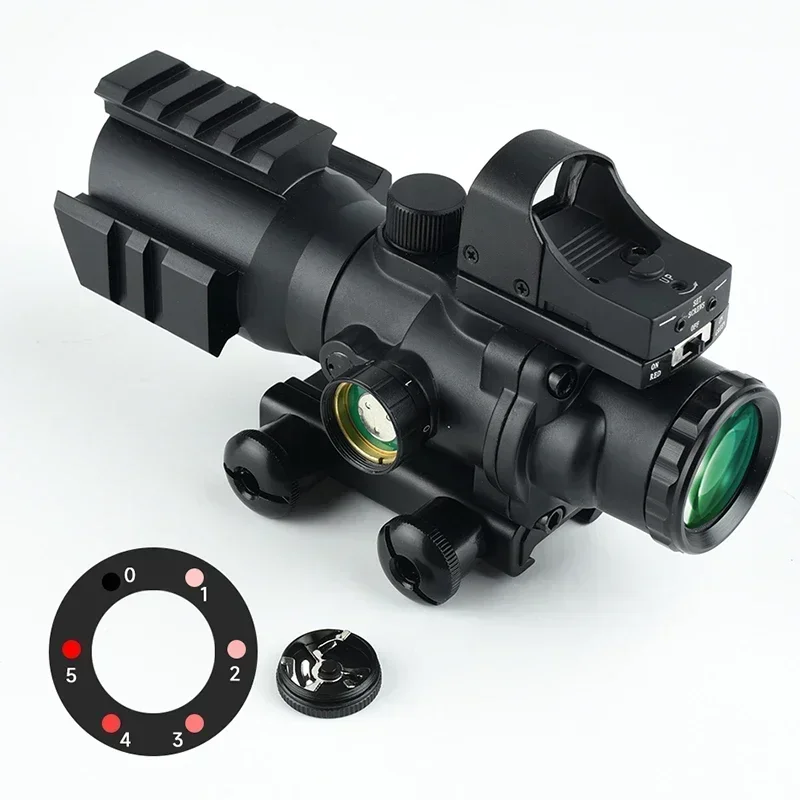 4x32 with HD107 Red Dot Sight Red Optic Collimator Tactical Glass Outdoor Shooting Hunting Airsoft Scope for 20mm Weaver Rail