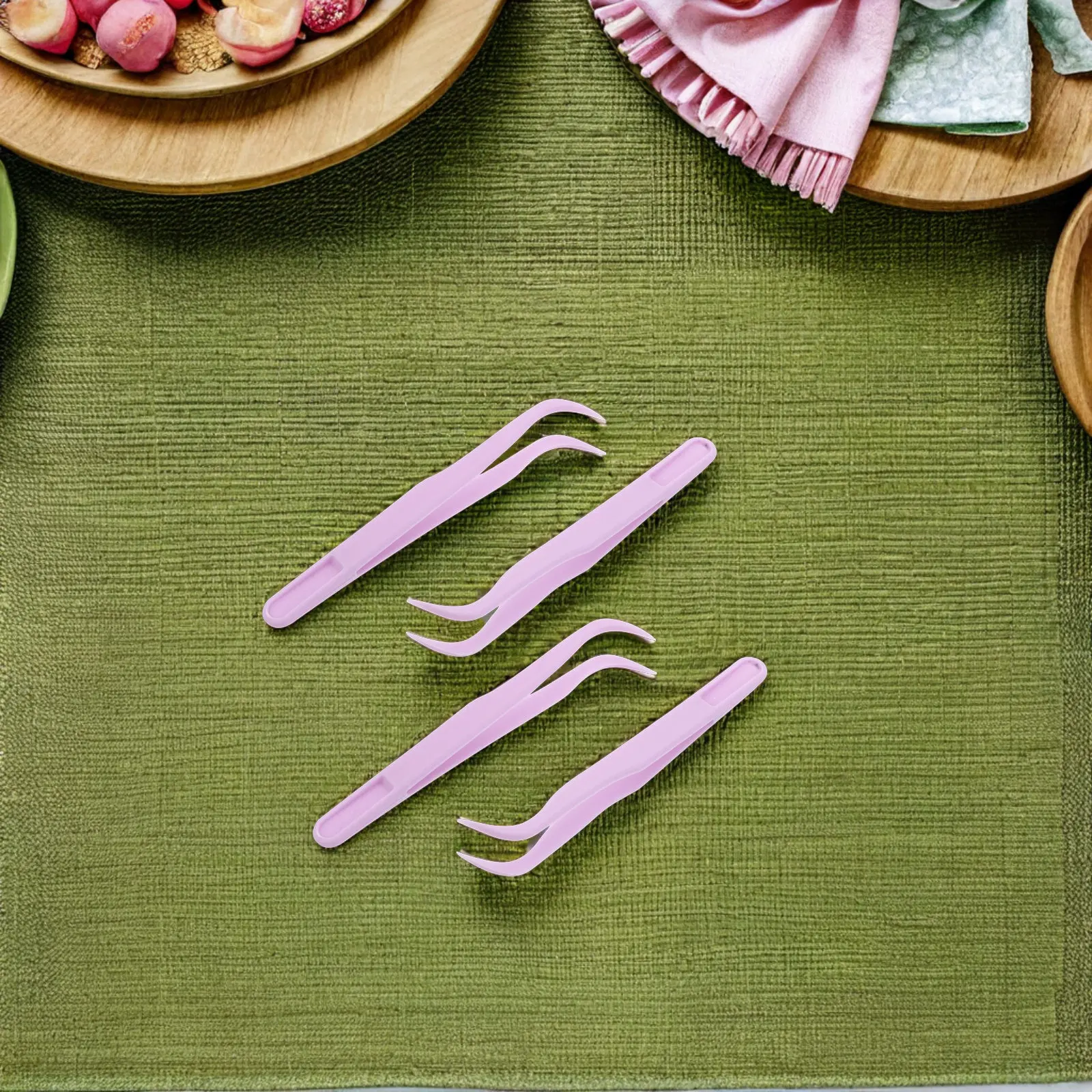 50Pcs Curved Bent Tip Plastic Tweezers for Beading Jewelry Making Precision Craft Tweezers Rhinestone Gems Beads Placement Kids