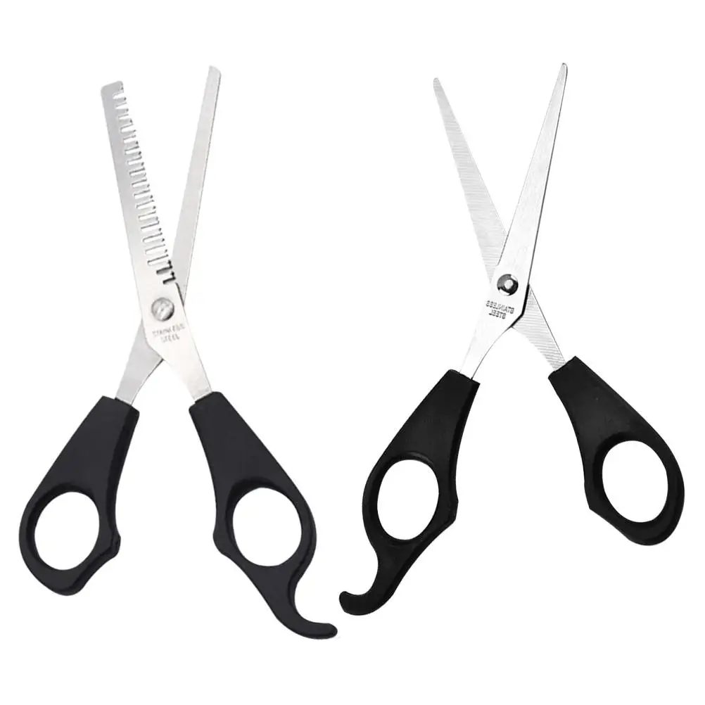 

2Pcs Hairdressing Scissors Haircut Trimming Stainless Steel Combination Protect Fingers Cutting Thin Hair Layers