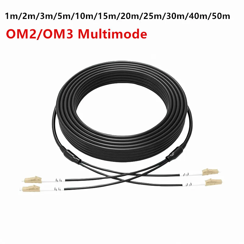 Armored Fiber Optic Cable, 50/125um, Multi-Mode OM2, OM3 10G, Dual-Core, Flexible Fiber Optic Patch Cord,1m to 50m