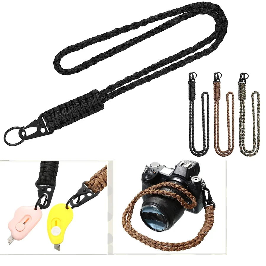 

2pcs Heavy Duty Paracord Lanyard Keychain Neck Lanyard,for Camping Bike Riding Field Outdoor Survival Keychain
