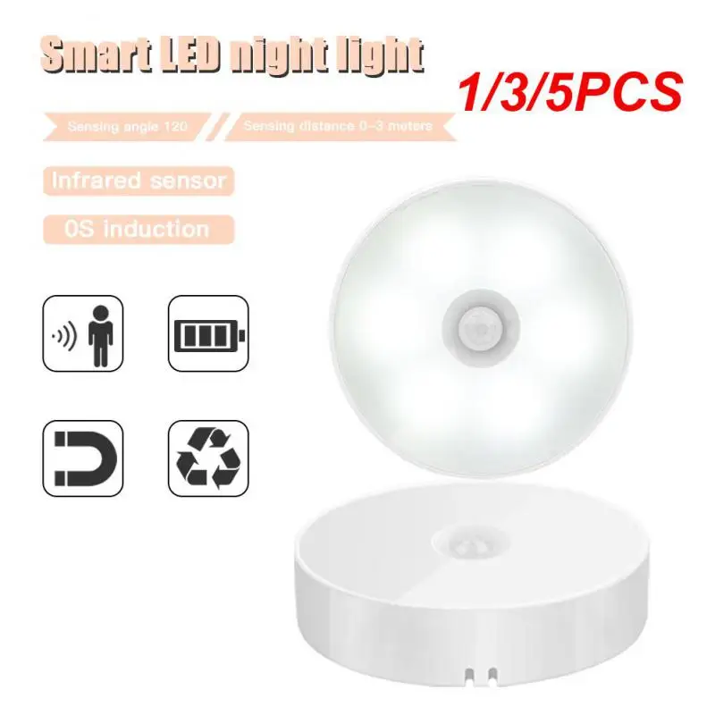 

1/3/5PCS Motion Sensor Night Light Intelligent Body Light Sensor USB Charging Night Lamp Bedroom Use For Kitchen Bathroom Closet