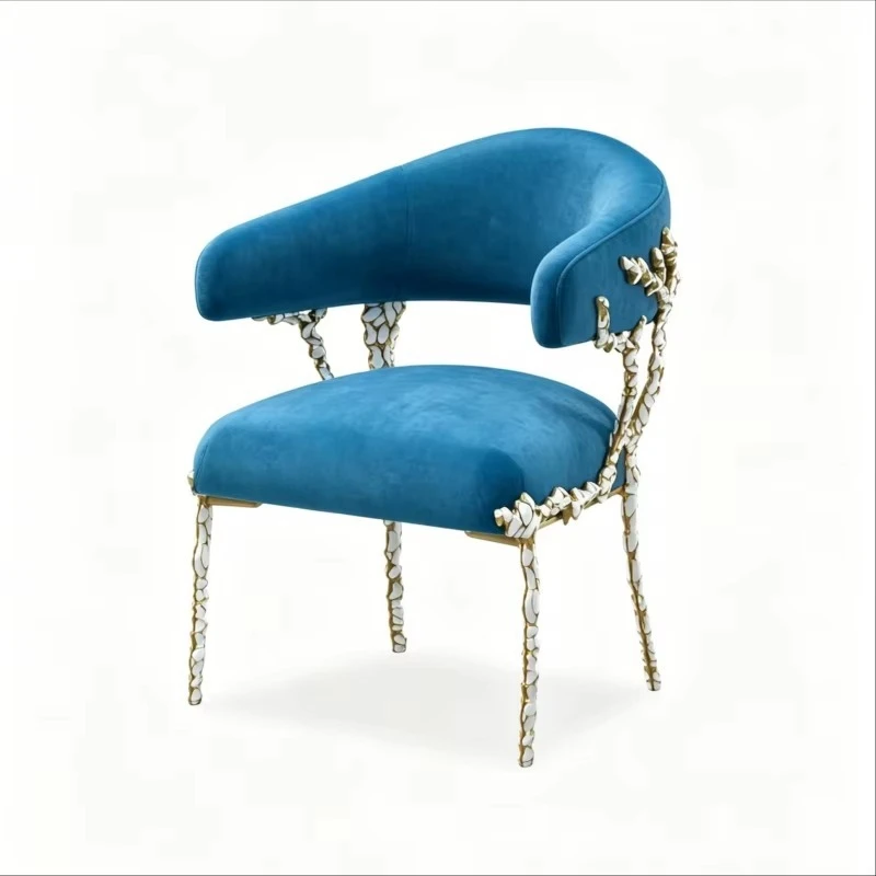 Armchair Modern Design Brass Lounge Chair Velvet Padded Chair