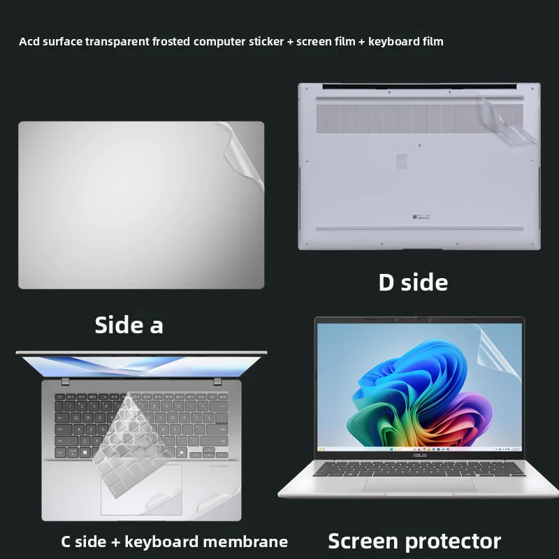 For 13/14inch ASUS Zenbook 14 UX3405 UM3406 Laptop S13 OLED UX5304 transparent frosted body sticker easy to cut protective film.