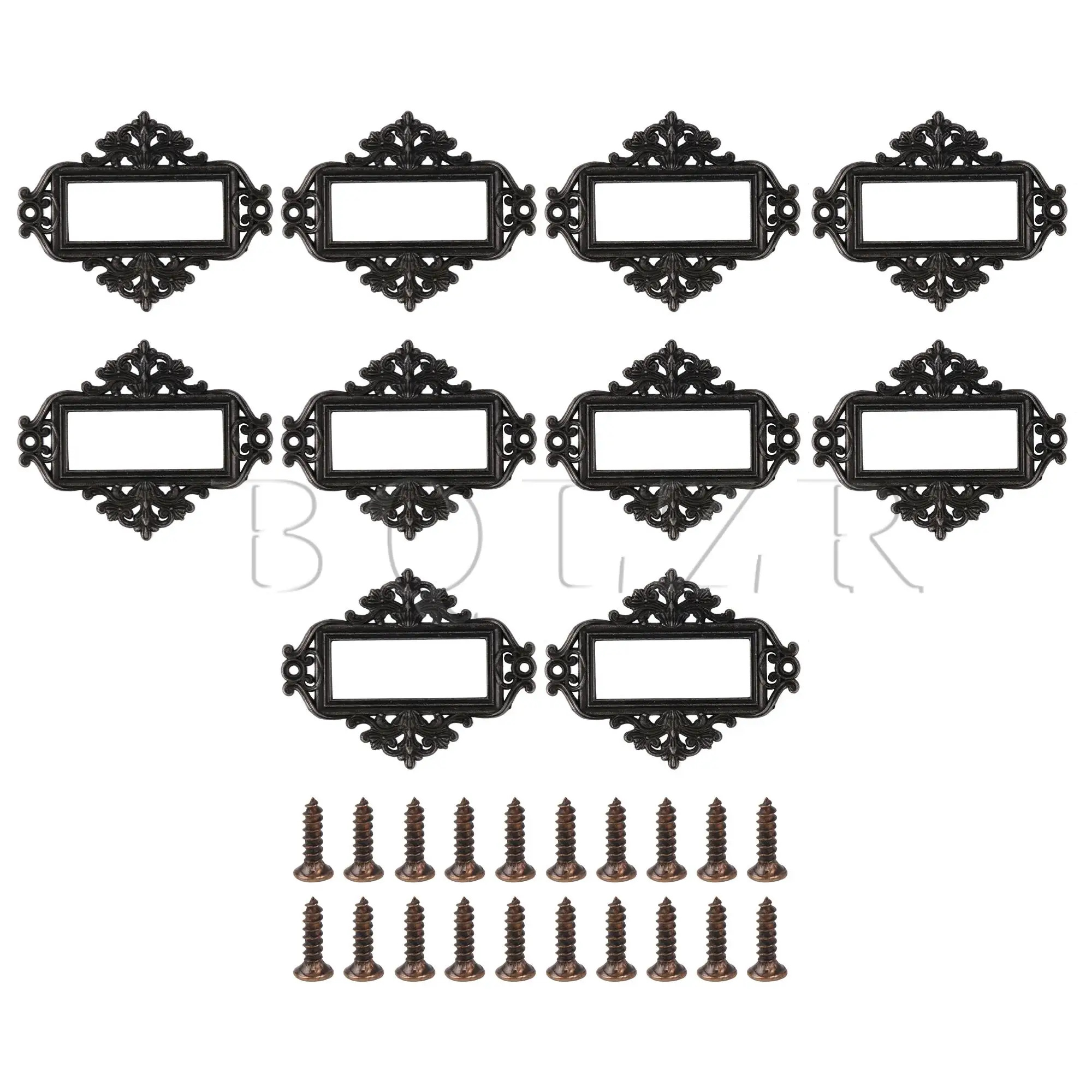 

BQLZR 10 Pcs 2.17" x 1.69" Bronze File Drawer Tag Vintage Office Label Holder