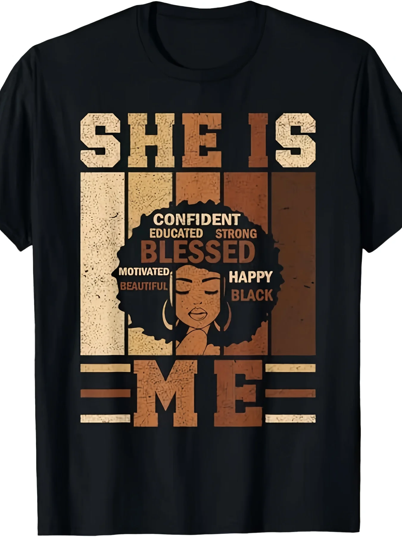 

"SHE IS ME" Women's T-shirts Featuring African Women Portraits Vintage Tops Fashion Black Girl Magic Juneteenth Tshirts Men