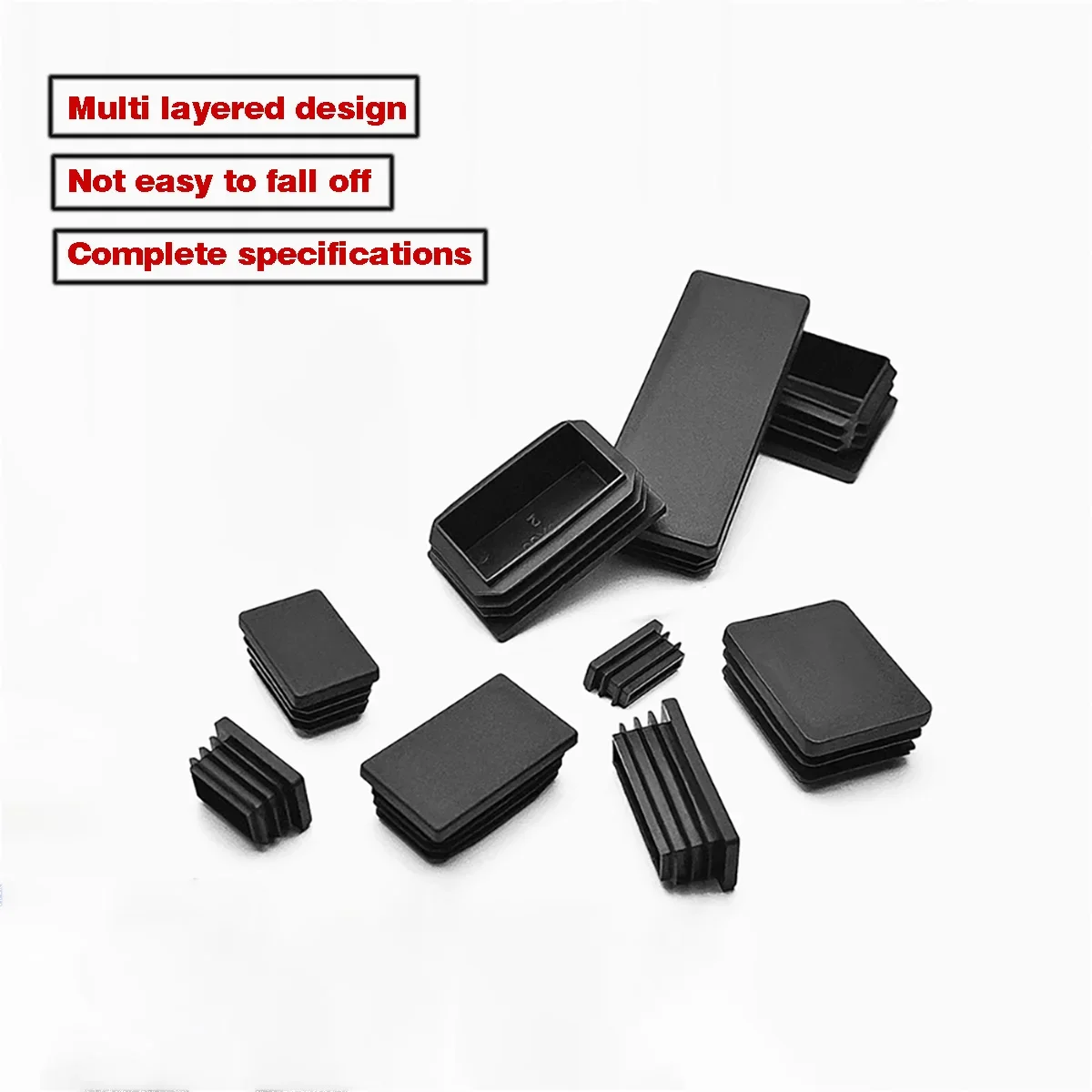 สีดําสแควร์พลาสติก Blanking End CAPS ขาเฟอร์นิเจอร์ท่อแทรกปลั๊ก Bung ตกแต่งฝุ่น 10x10mm-100x100mm