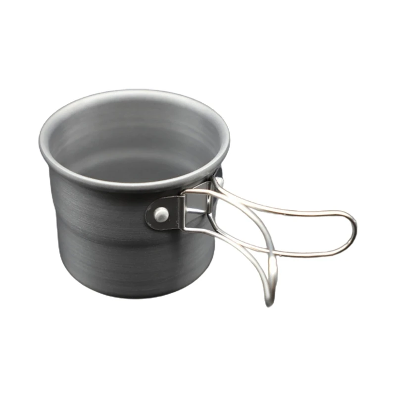 Portable Aluminum Alloy Coffee Water Cup with Folding Handle for Outdoor Travel